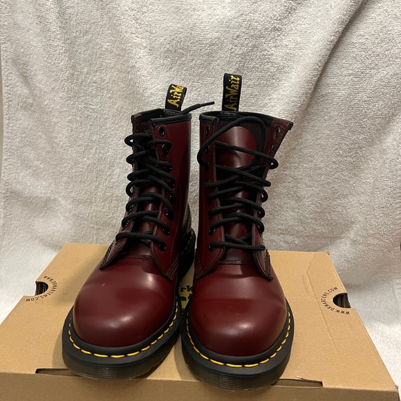Dr. Martens Burgundy Lace Up Boots - Picture 3 of 7
